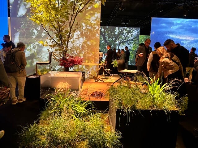 新素材を使った循環型のものづくりを紹介した「Arper」